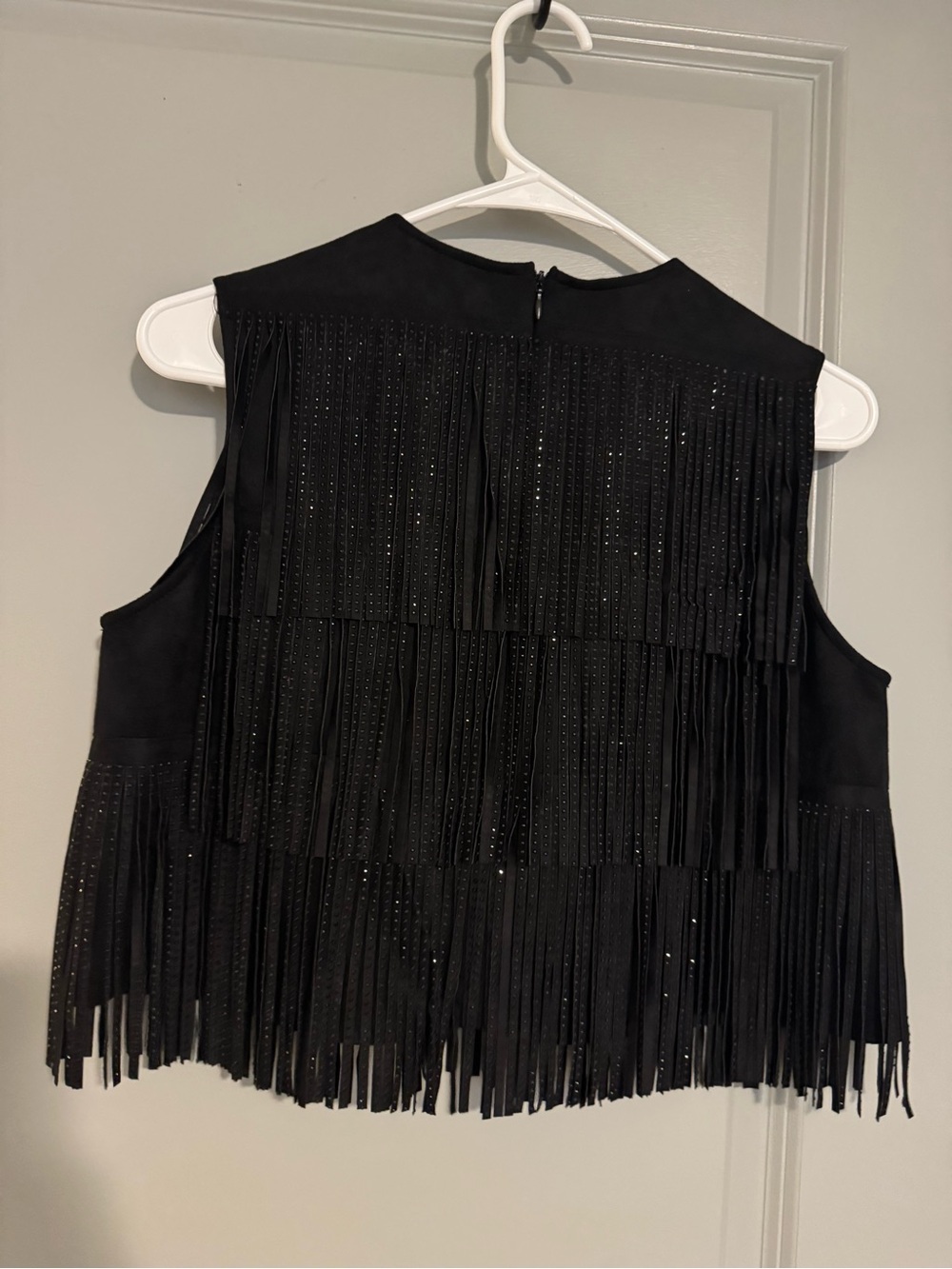 Zara Black faux suede fringe top - Picture 4 of 10